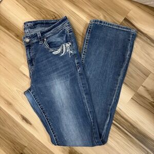 Grace in LA Jeans Sz 31 Bootcut Flare Embroidered Bling Pockets Stretch